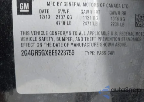 2014 Buick Regal Turbo Premium Ii из США, поврежденный, VIN 2G4GR5GX8E9223755